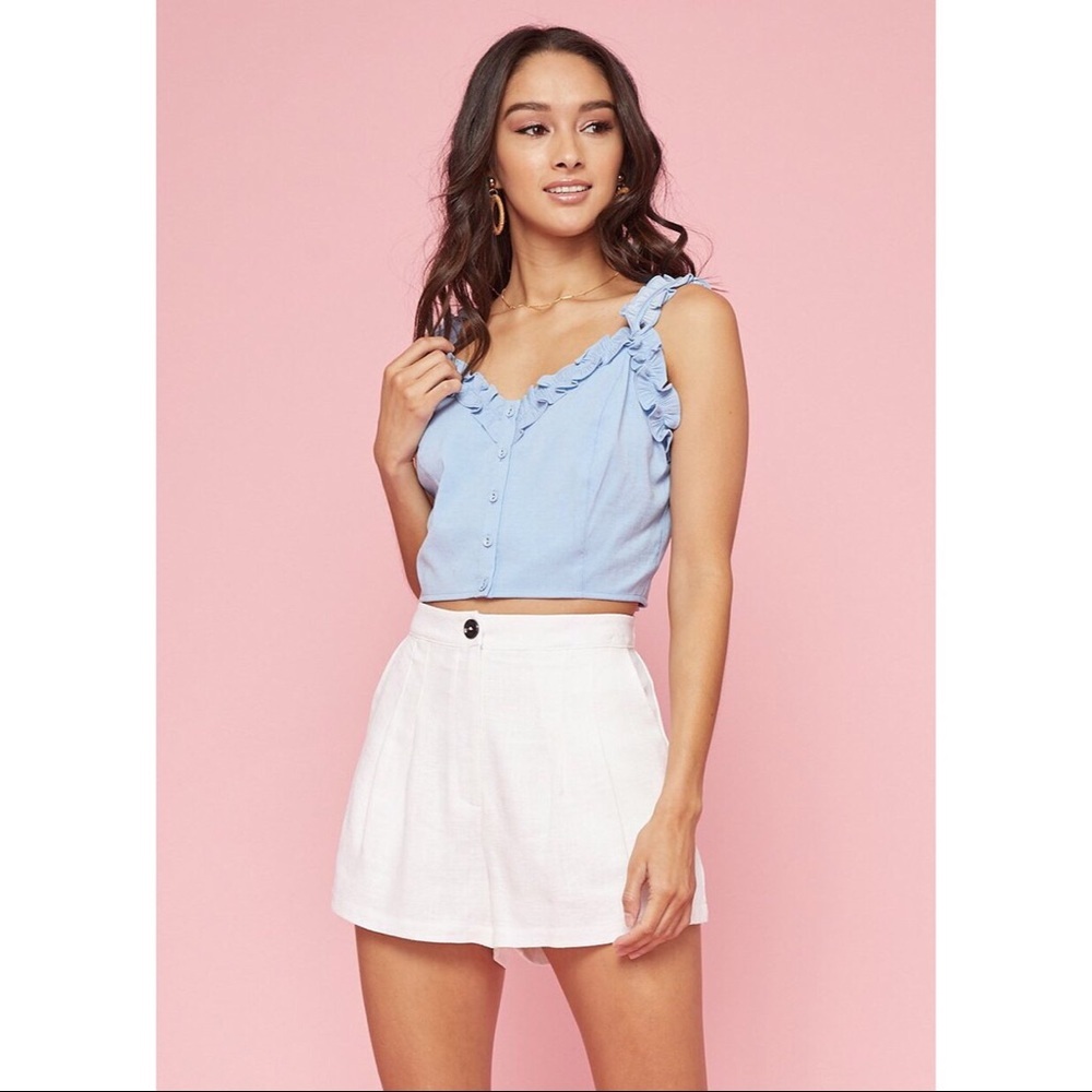 NWT Lost + Wander Small Bella Ruffle Crop Top blue